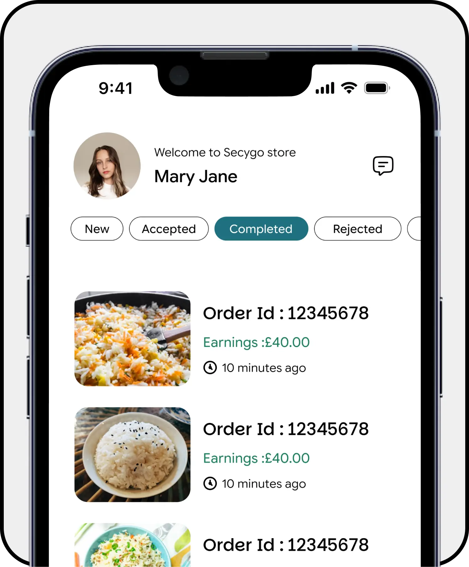 Vendor order management screen