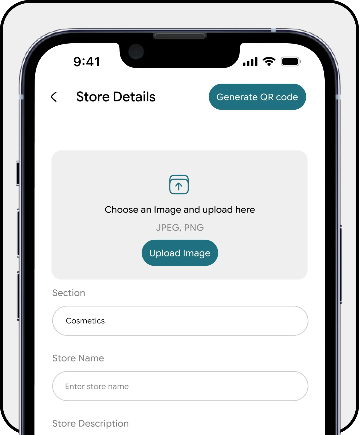 Product listing screen