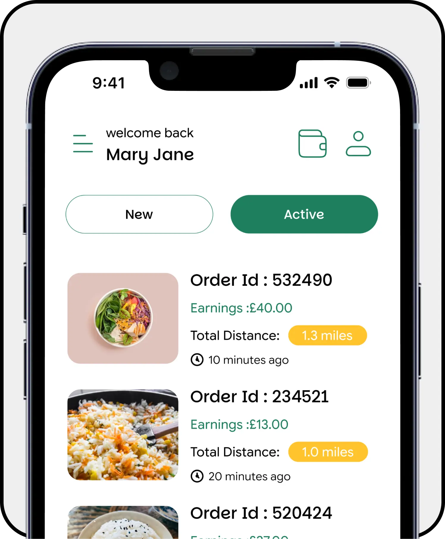 Rider order list screen