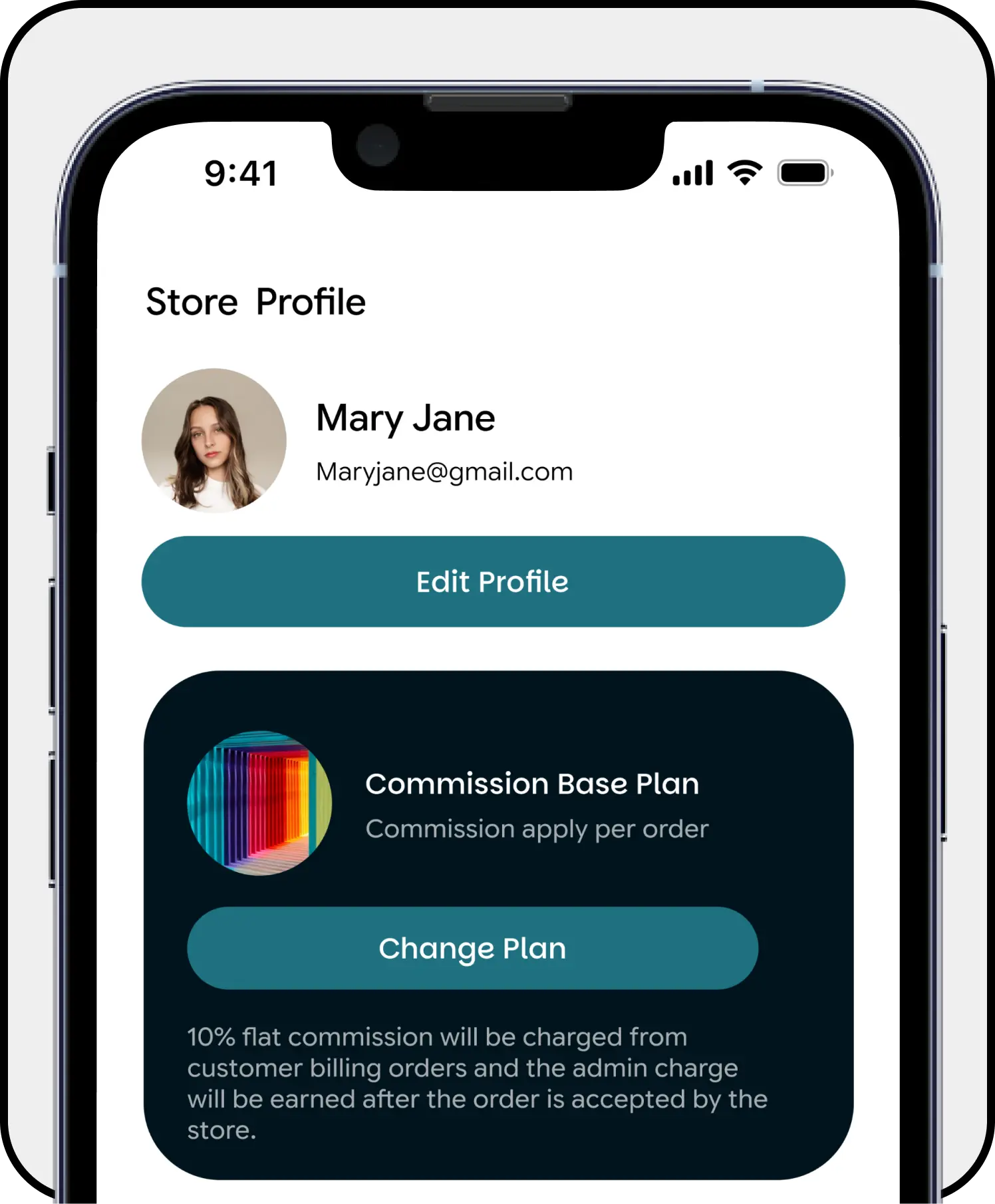 Vendor profile screen